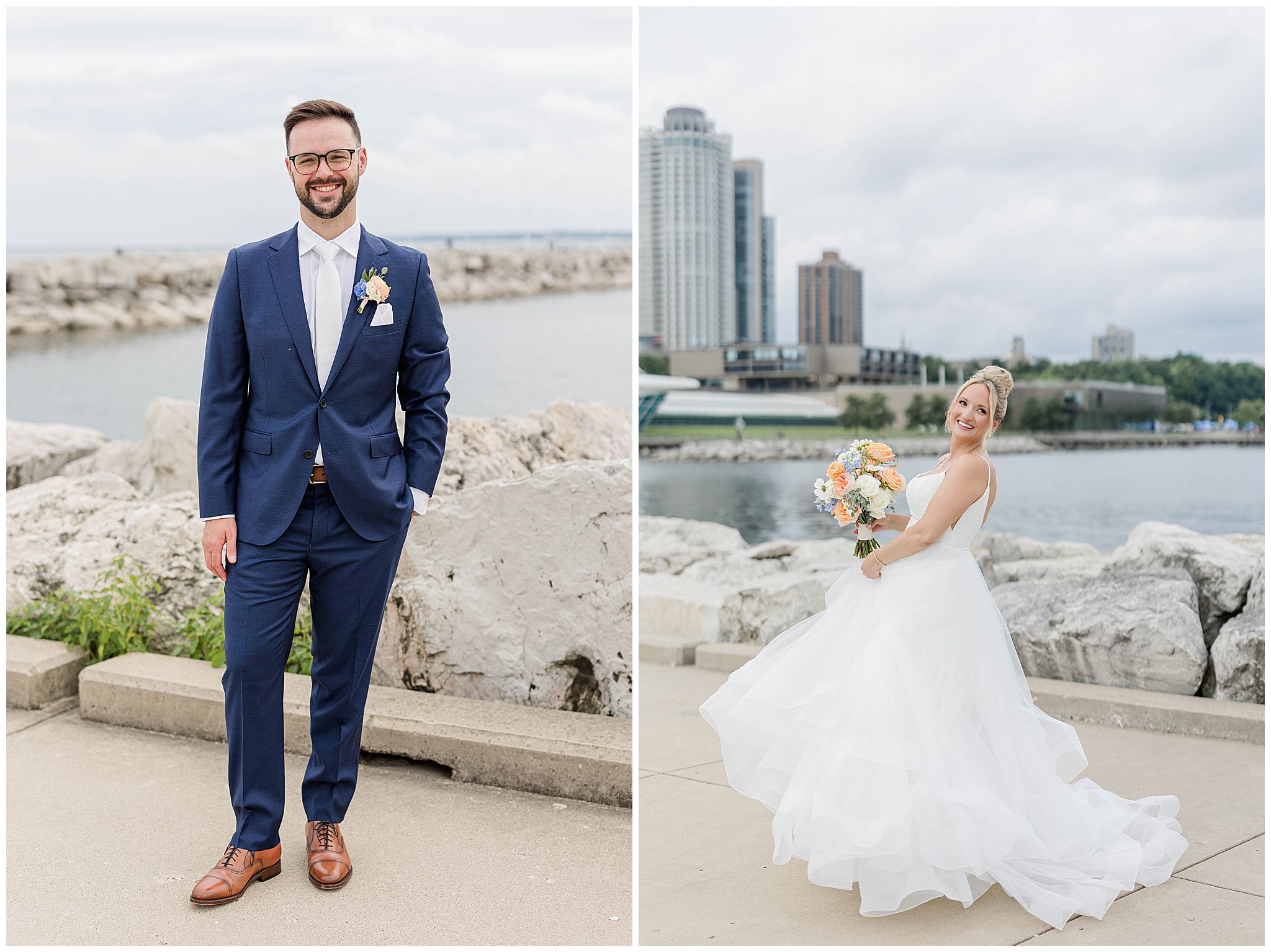 Classic portraits of the bride and groom.